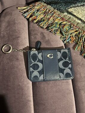 COACH Denim Signature Mini ID Card Case NWOT